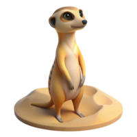 impressive minimalist A curious meerkat standing on its hind legs, peering over a sand dune, illuminated by the harsh midday sun, in a cartoonish style exclusive png