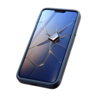 beautiful rustic A cracked smartphone screen displaying a distorted image, close-up, macro photography style detailed png