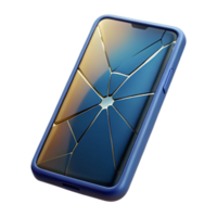impressive classic A cracked smartphone screen displaying a distorted image, close-up, macro photography style 4K png