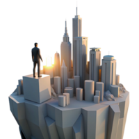 beautiful minimalist A solitary figure standing on the edge of a cliff, overlooking a futuristic city, melancholic, sunset lighting, dystopian style high resolution png