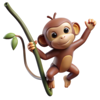 wonderful rustic A curious monkey swinging through the trees, jungle setting, dynamic pose, playful expression authentic png