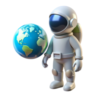 impressive classic A lone astronaut gazing at a holographic Earth, space art style, soft lighting professional png