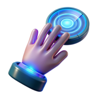 magnificent artistic A hand reaching out to touch a holographic interface, futuristic design, blue light, digital art style exclusive png