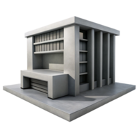 beautiful abstract A Brutalist concrete library, harsh shadows, minimalist style, high contrast black and white, high quality png