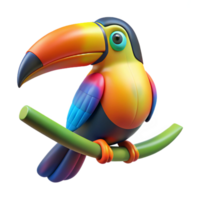 elegant modern A colourful toucan perched on a branch, tropical setting, vibrant colours, detailed feathers detailed png