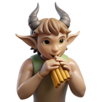 serene creative A mischievous satyr playing a pan flute in a sun-drenched forest glade, Impressionist style genuine png