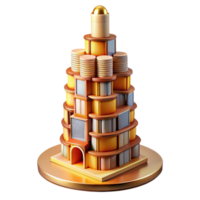 magnificent modern A towering skyscraper made entirely of books, warm interior lighting, whimsical, intricate details, professional png