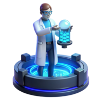stunning abstract A scientist working on a complex holographic interface, cool, blue lighting, futuristic style high quality png