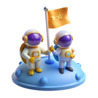 magnificent artistic A group of astronauts planting a flag on a new planet, hopeful and optimistic, bright lighting high resolution png