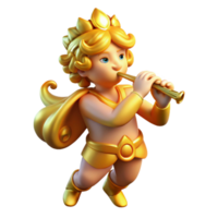 stunning vintage A playful Pan playing his flute, idyllic pastoral setting, soft golden light, Rococo style original png