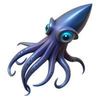 elegant creative A giant squid swimming in the deep ocean, bioluminescent glow, dark and mysterious style authentic png