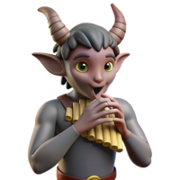 impressive vintage A mischievous satyr playing a pan flute in a sun-drenched forest glade, Impressionist style high resolution png