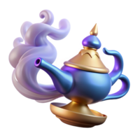 wonderful abstract A powerful djinn emerging from a magic lamp, swirling smoke and ethereal glow, orientalist style detailed png