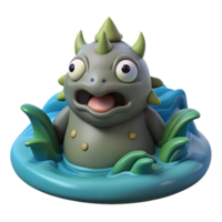 extraordinary minimalist A kappa emerging from a river, eerie and mischievous, Japanese folklore style premium png