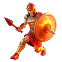 magnificent creative A fierce Ares wielding a sword and shield, bathed in the red glow of battle, rendered in a dynamic Baroque style detailed png