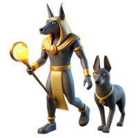 beautiful rustic Anubis leading a soul to the afterlife, dimly lit, ancient Egyptian style 4K png