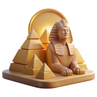 wonderful abstract A stoic sphinx guarding the pyramids, bathed in the golden light of the setting sun, ancient Egyptian art style high resolution png