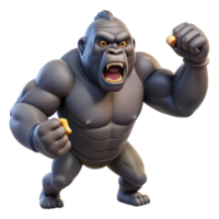 magnificent traditional A powerful gorilla beating its chest, jungle setting, dynamic pose, dominant expression high quality png
