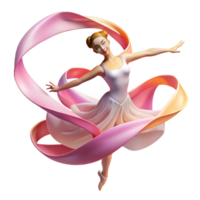 elegant modern Portrait of a graceful ballerina with flowing silk ribbons, soft spotlight, impressionistic style authentic png