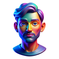 serene classic Portrait of a colorful abstract face, vibrant neon lighting, abstract art style original png