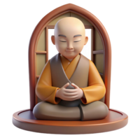 beautiful minimalist A serene monk meditating, soft natural light filtering through a window, traditional Chinese painting style professional png