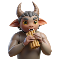 stunning abstract A mischievous satyr playing a pan flute in a sun-drenched forest glade, Impressionist style high resolution png