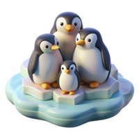 beautiful abstract A group of penguins huddled together on a snowy ice floe, under a soft, pastel sky, in a charming, illustrative style 4K png