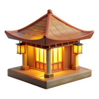 impressive modern A Japanese teahouse made of bamboo and paper, warm golden light, minimalist style, serene atmosphere, premium png