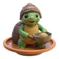 wonderful vintage A kappa lurking in a river, turtle shell and bowl-shaped head, mischievous and dangerous, Japanese folklore style 4K png