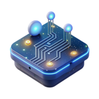 elegant abstract A single, glowing circuit board floating in space, intricate pathways illuminated by starlight, photorealistic style premium png
