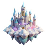 stunning minimalist A crystalline castle floating in the clouds, iridescent surfaces, soft ethereal light, fantasy style, authentic png