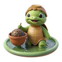 vibrant minimalist A kappa lurking in a river, turtle shell and bowl-shaped head, mischievous and dangerous, Japanese folklore style 4K png