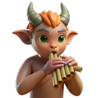 impressive abstract A mischievous satyr playing a pan flute in a sun-drenched forest glade, Impressionist style detailed png