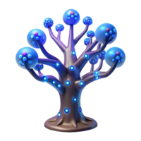 magnificent creative A bioluminescent tree with glowing circuitry embedded in its branches, fantasy style, ethereal lighting authentic png