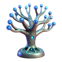wonderful vintage A bioluminescent tree with glowing circuitry embedded in its branches, fantasy style, ethereal lighting detailed png