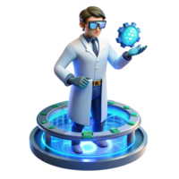 vibrant minimalist A scientist working on a complex holographic interface, cool, blue lighting, futuristic style original png