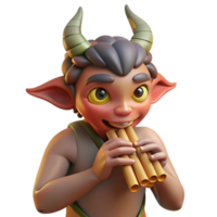 magnificent rustic A mischievous satyr playing a pan flute in a sun-dappled forest, Impressionist style exclusive png