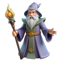 elegant abstract A wizard with a long beard and a staff, a wise expression, magically lit study, fantasy art style exclusive png