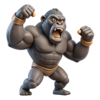 magnificent vintage A powerful gorilla beating its chest, jungle setting, dynamic pose, dominant expression exclusive png