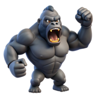 vibrant modern A powerful gorilla beating its chest, jungle setting, dynamic pose, dominant expression premium png