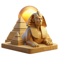 extraordinary traditional A stoic sphinx guarding the pyramids, bathed in the golden light of the setting sun, ancient Egyptian art style authentic png