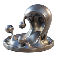 serene modern A cascade of flowing, liquid mercury, reflecting a distorted image of the surrounding environment, surrealist style high quality png