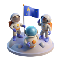 vibrant rustic A group of astronauts planting a flag on a new planet, hopeful and optimistic, bright lighting premium png