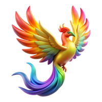 magnífico clássico uma majestoso Fénix Aumentar a partir de cinzas, banhado dentro vibrante arco Iris luz, arte nouveau estilo detalhado png