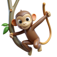 serene artistic A curious monkey swinging through the trees, jungle setting, dynamic pose, playful expression authentic png