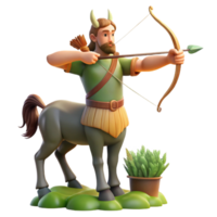vibrant abstract A wise centaur teaching archery in a tranquil forest clearing, sunlight filtering through the trees, painted in a classical Renaissance style exclusive png