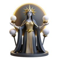 magnificent modern Hecate, goddess of witchcraft, surrounded by glowing orbs, moonlight, Art Deco style high quality png