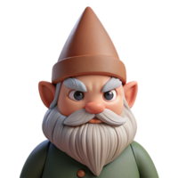 impressive modern Portrait of a grumpy gnome with a long beard and pointed hat, soft forest lighting, fantasy art style original png