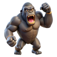 dramatic classic A powerful gorilla beating its chest, jungle setting, dynamic pose, dominant expression genuine png