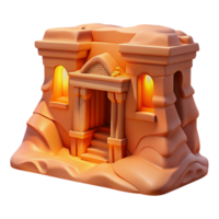 wonderful artistic A desert canyon dwelling, carved into sandstone cliffs, warm orange light, ancient, mysterious style premium png